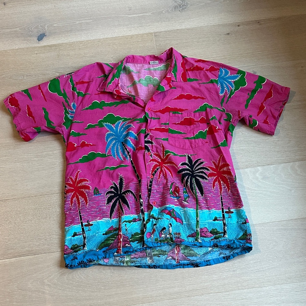 Vintage Hawaiian men’s Tropical Pink sz xL short sleeve button down  Shirt